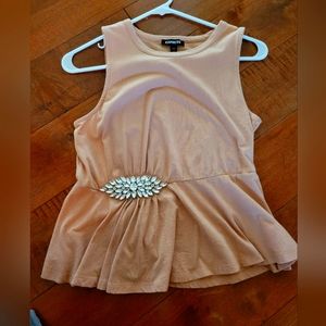 Beige tank top from Express with brooch on the side NWOT